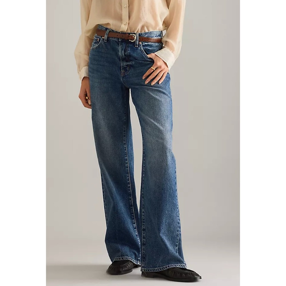 Pistola Hendrix Baggy Jeans Womens 30 Blue High Rise Wide Leg 100% Cotton NEW